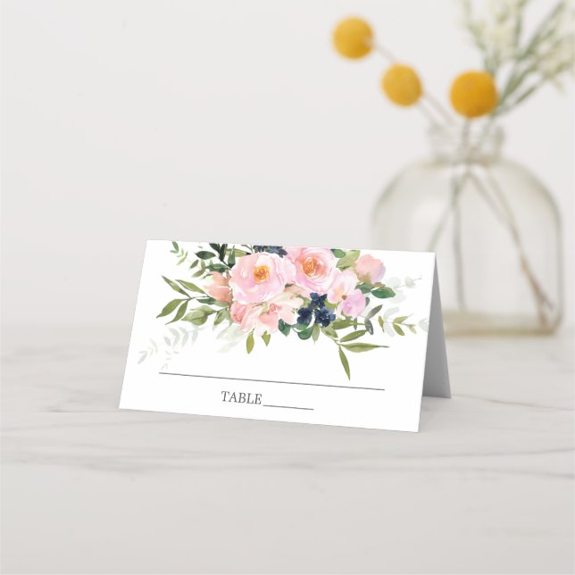 Tarjeta De Asiento Rosas de Rubor y duchas de novias Peonies (Anverso)