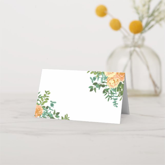 Tarjeta De Asiento Rosas Florales Clásicos Bodas Peach (Anverso)