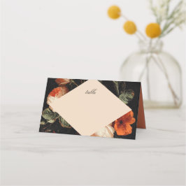 Tarjeta De Asiento Rosas florales románticos oscuros Boda holandés