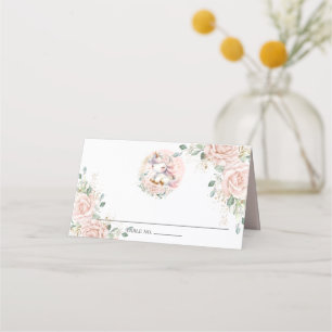 Tarjeta De Asiento Rosas florales rosas suaves de Rubor adornan unico