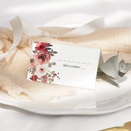 Tarjeta De Asiento Rosas Florales Rubor Rojo Boda