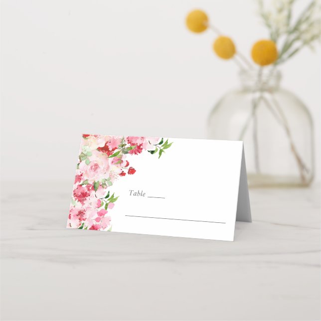 Tarjeta De Asiento Rosas Rosadas Rojas (Anverso)