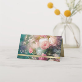 Tarjeta De Asiento Rosas Vintage Pintados Al Estilo Holandés Antiguo