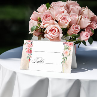 Tarjeta De Asiento Roses rosados de color acuático romántico