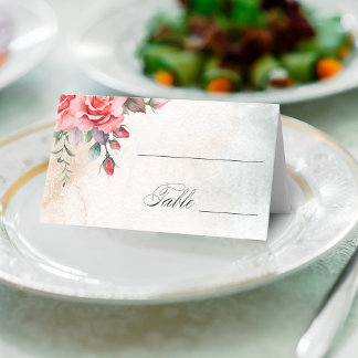 Tarjeta De Asiento Roses rosados de color acuático romántico