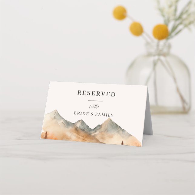 Tarjeta De Asiento Rótulo de asientos reservados del Boda de montaña  (Anverso)