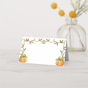 Tarjeta De Asiento Rótulo de calabaza sonriente lindo Cumpleaños Etiq