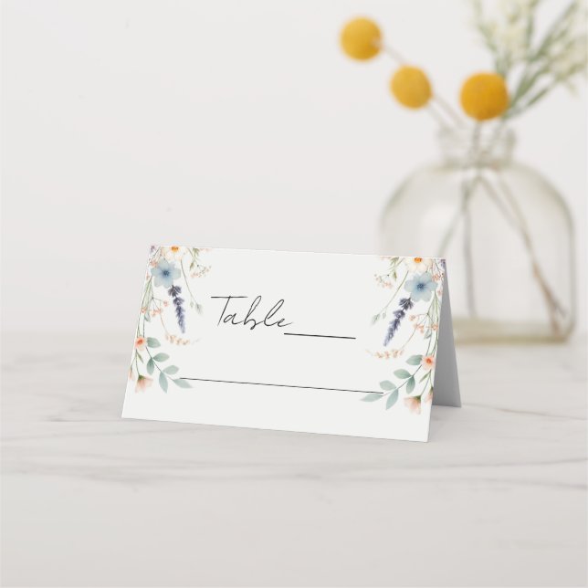 Tarjeta De Asiento Rótulo de casamiento Floral de flores silvestres (Anverso)