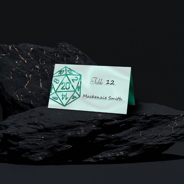 Tarjeta De Asiento RPG Dice | Esmeralda Fantasía Tabletop Retro Gamer (Subido por el creador)