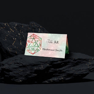 Tarjeta De Asiento RPG Dice   XMAS Fantasy Retro Tabletop PnP Gamer
