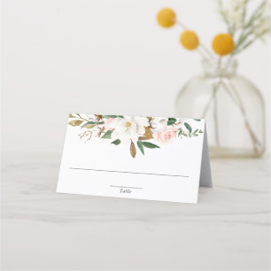 Tarjeta De Asiento Rubor blanco magnolia floral verde