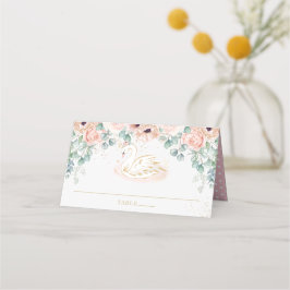 Tarjeta De Asiento Rubor Floral Swan Princess Baby Shower Cumpleaños