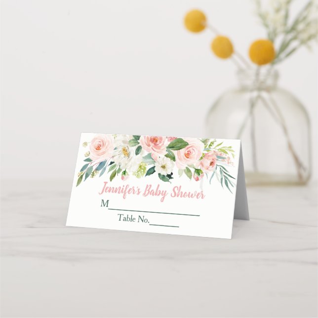 Tarjeta De Asiento Rubor Pink Floral Baby Shower (Anverso)