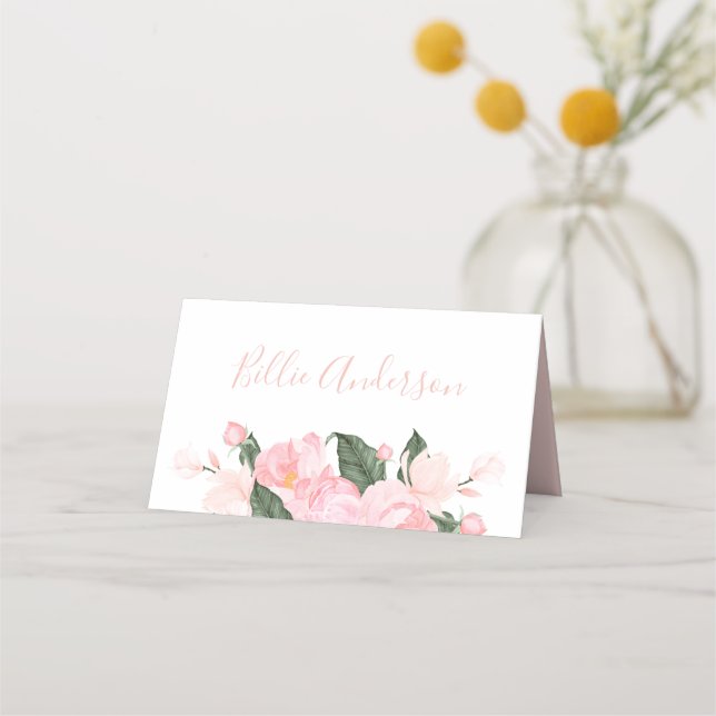 Tarjeta De Asiento Rubor Pink Floral Chica Baby Shower (Anverso)