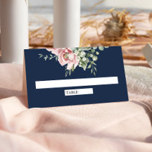 Rubor Rosa Floral Eucalipto Azul Marino Boda