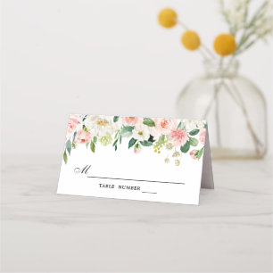 Tarjeta De Asiento Rubor Rosa Florals Boda botánico moderno