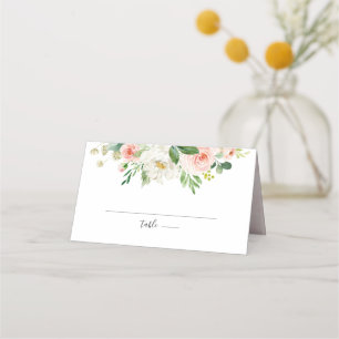 Tarjeta De Asiento Rubor Rosa Florals Boda botánico moderno