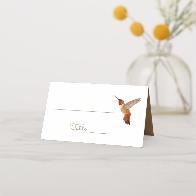 Tarjeta De Asiento Rufous Hummingbirds Boda Place Card (Anverso)