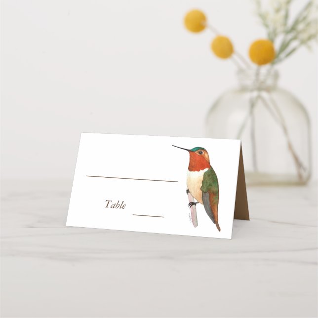 Tarjeta De Asiento Rufous Hummingbirds Boda Place Card (Anverso)