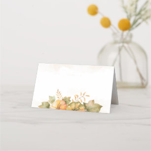 Tarjeta De Asiento Rust Leaves Calabaza Gracias Familia