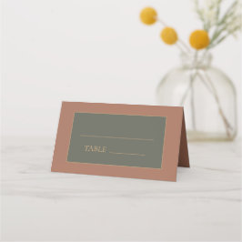 Tarjeta De Asiento Rust Olive Green Boda Bride Groom Heart