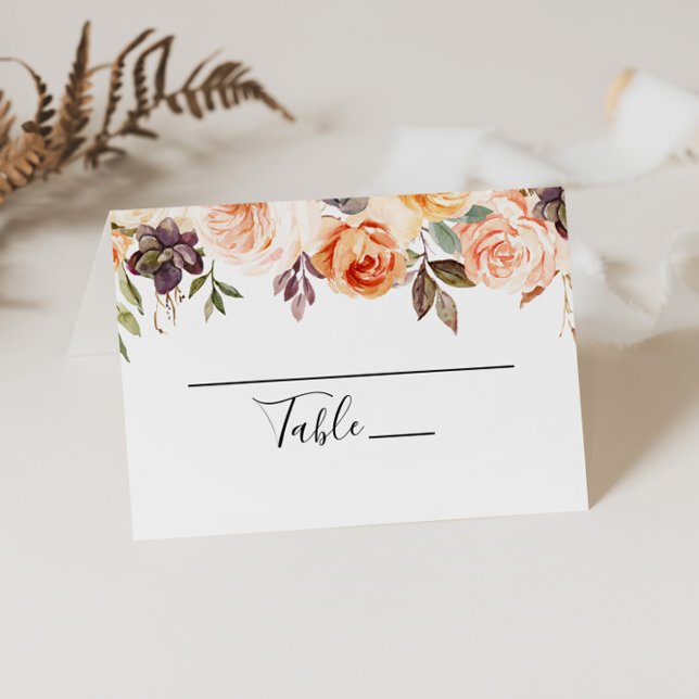 Tarjeta De Asiento Rustic Autumant Elegant Floral Boda Card (Subido por el creador)