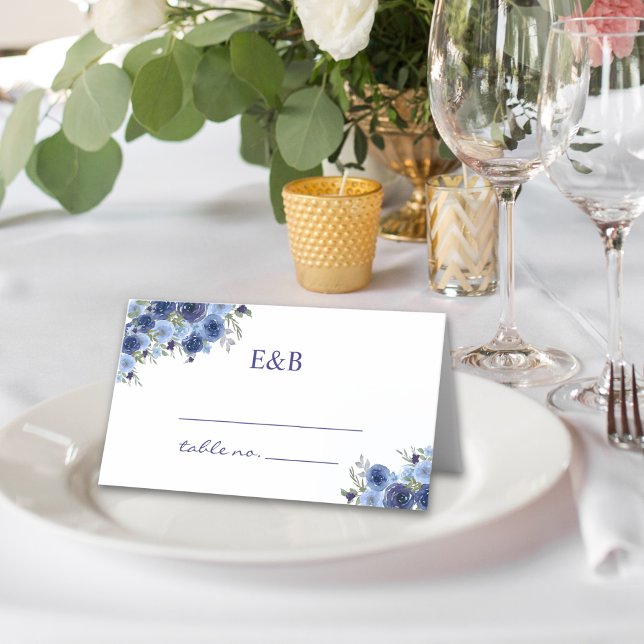 Tarjeta De Asiento Rustic Blue Blooms – Boho Wedding (Subido por el creador)