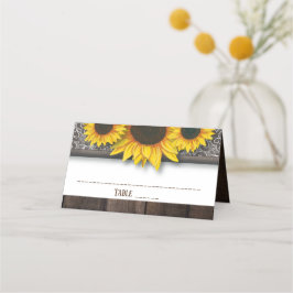 Tarjeta De Asiento Rustic Country Sunflowers Boda Table Place Card