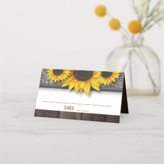 Tarjeta De Asiento Rustic Country Sunflowers Boda Table Place Card