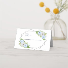 Tarjeta De Asiento Rustic Light Blue and White Floral Quinceañera 