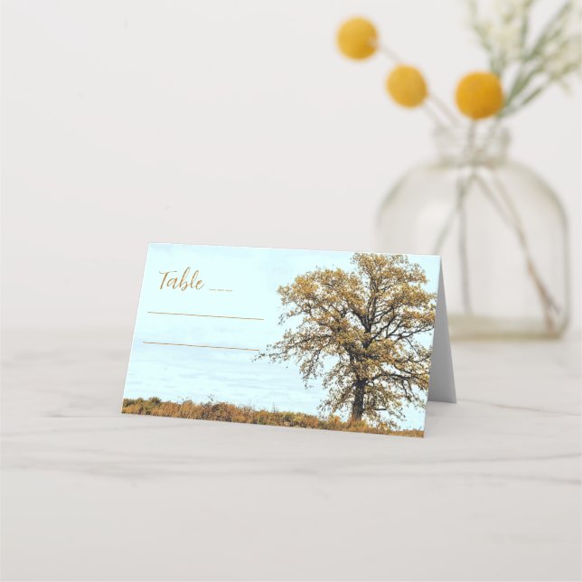 Tarjeta De Asiento Rustic Oak Tree Autumn Wedding (Anverso)