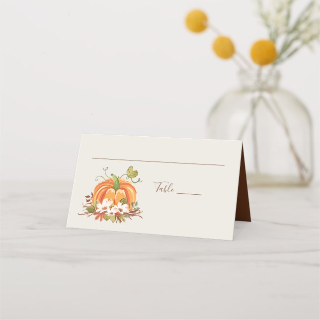 Tarjeta De Asiento Rustic Pumpkin Place Card Autumt Fall Shower (Anverso)