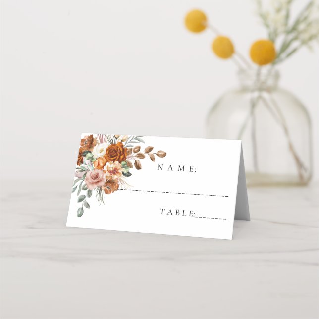 Tarjeta De Asiento Rustic Terracotta Boda Place & Escort Cards (Anverso)
