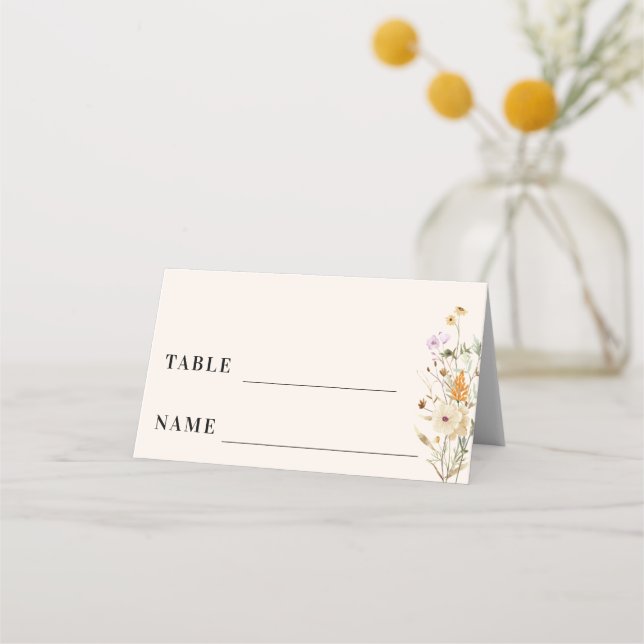 Tarjeta De Asiento Rustic Wildflowers Cream Boho Fall Wedding (Anverso)