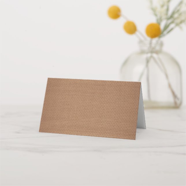 Tarjeta De Asiento Rústica Burlap Country Wedding Folding Place Card (Anverso)