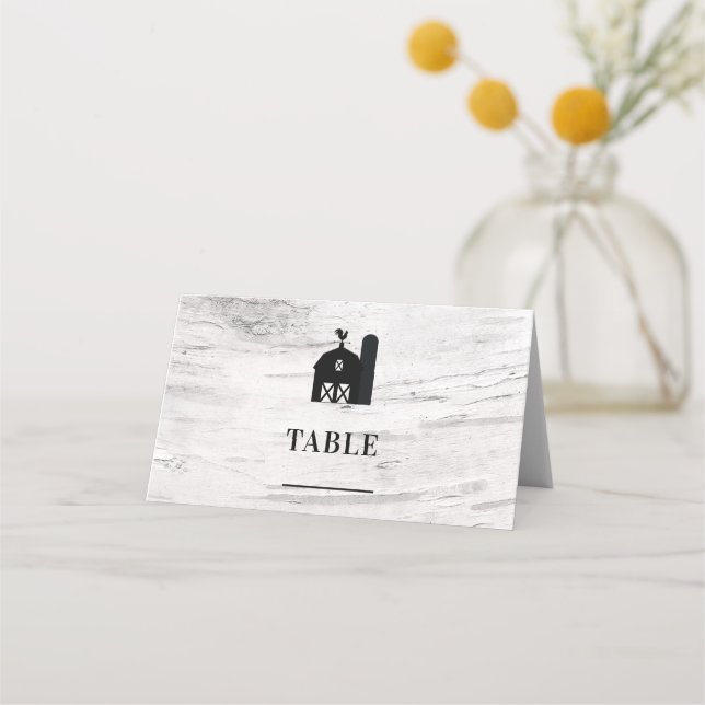 Tarjeta De Asiento Rústica de Birch Blanca Farmhouse Antlers (Anverso)