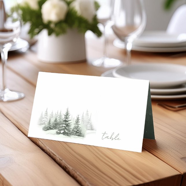 Tarjeta De Asiento Rústica tabla de bodas de invierno Bosque verde ID (Subido por el creador)