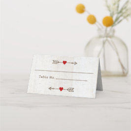 Tarjeta De Asiento Rústico arroja al Boda del corazón rojo