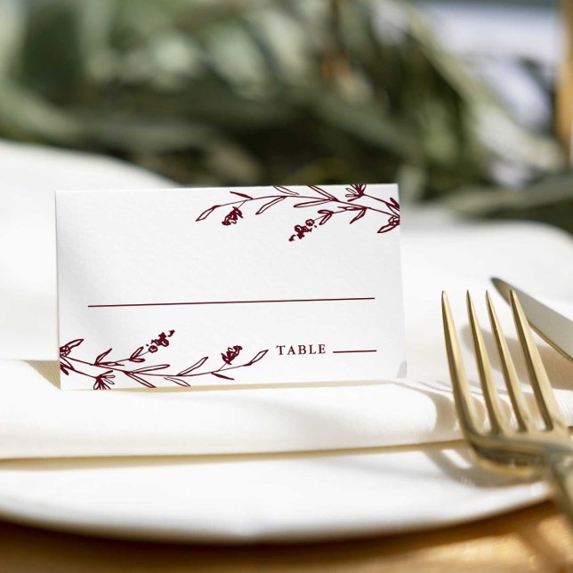 Tarjeta De Asiento Rústico Boda de Flor Silvestre de Borgoña (Subido por el creador)