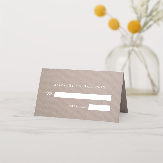 Tarjeta De Asiento Rústico Boda de Kraft (Anverso)