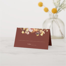 Tarjeta De Asiento Rústico Burgundy Fall Wedding Doble Place Card