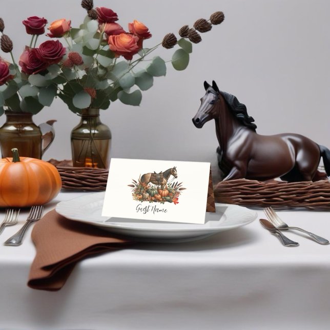 Tarjeta De Asiento Rústico Día de Acción de Gracias en Occidente (Enjoy this Rustic Western Thanksgiving Horse design! Customize with your favorite event!)