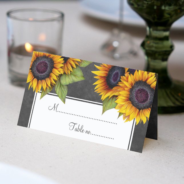 Tarjeta De Asiento Rústico girasol pizarra boda mesa (Subido por el creador)