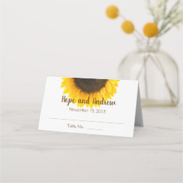 Tarjeta De Asiento Rústico País Boda floral de girasol