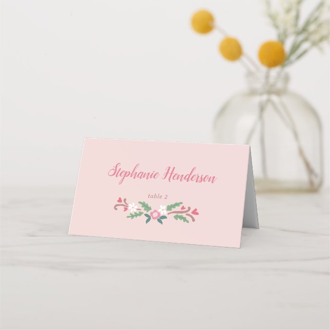 Tarjeta De Asiento Rústico Romántico Floral (Anverso)