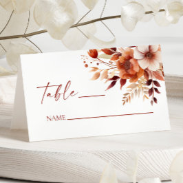 Tarjeta De Asiento Rusty Burgundy Brown Boda de Flor Floral