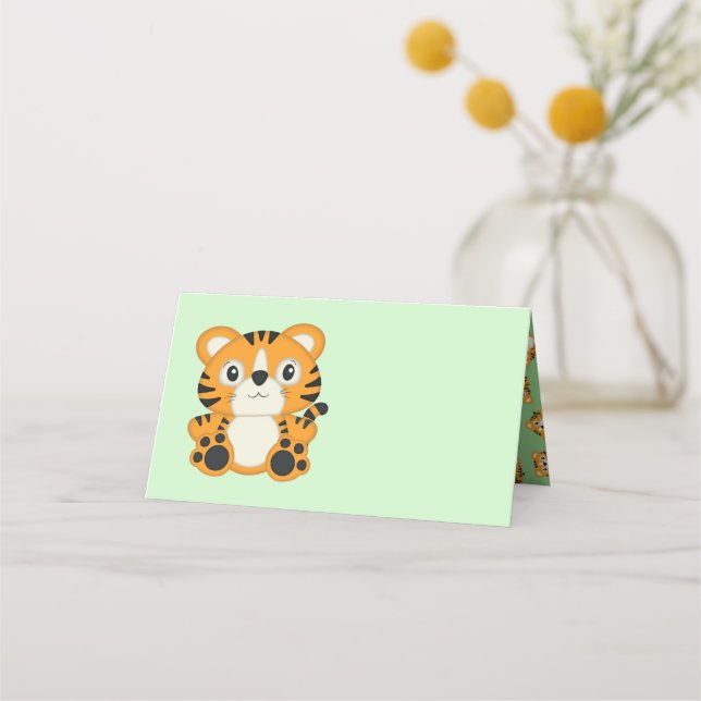Tarjeta De Asiento Safari de Baby Shower del tigre (Anverso)