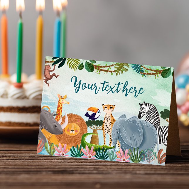 Tarjeta De Asiento Safari jungle animal Birthday Food Tent  (Subido por el creador)