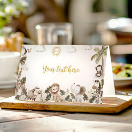 Tarjeta De Asiento Safari Jungle Animals Birthday Party Food Tent