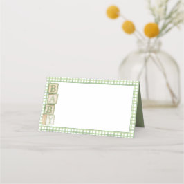 Tarjeta De Asiento Sage Baby Blocks Blank Food & Favor Tent Cards